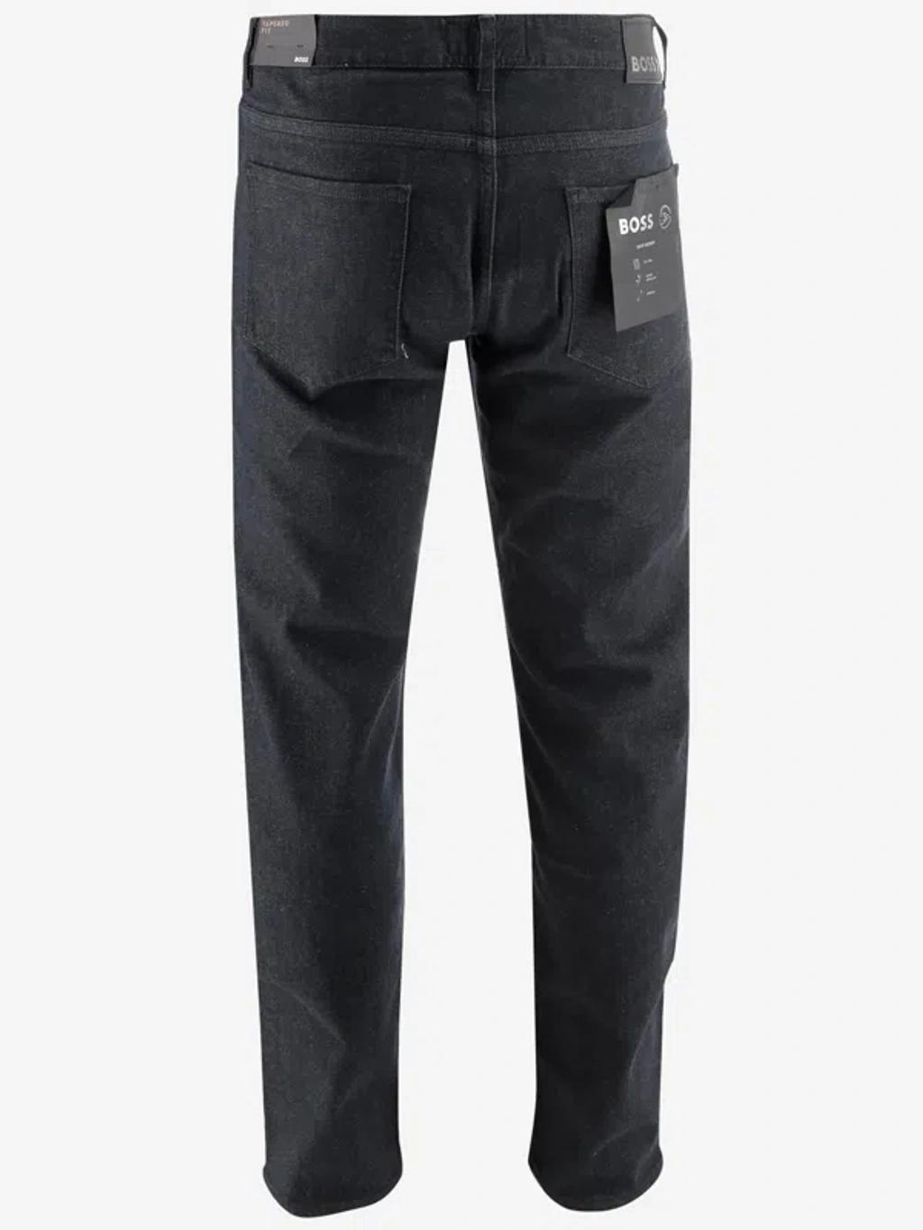 HUGO BOSS Stretch Cotton Denim Jeans In Navy Blue Product Image