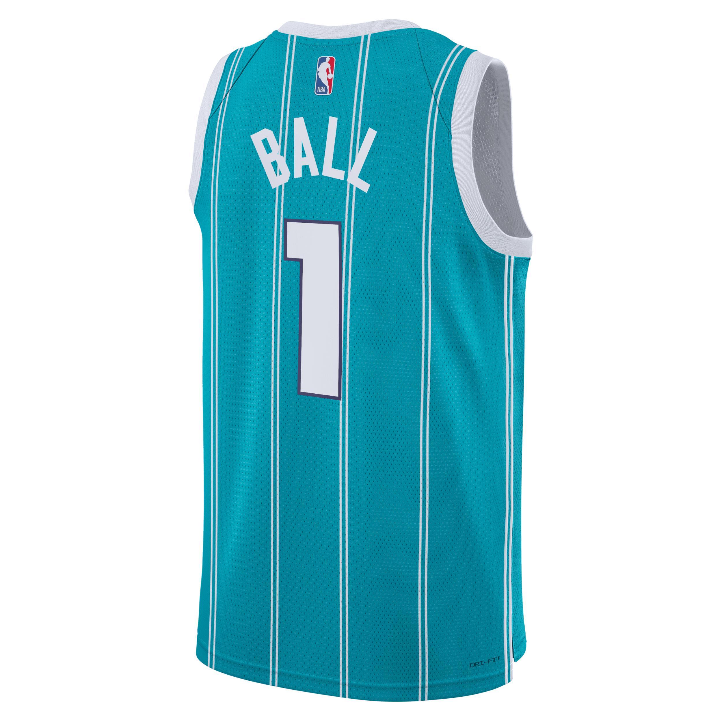 Youth Nike LaMelo Ball Teal Charlotte Hornets Swingman Jersey - Icon Edition, Boy's, Size: YTH Small, Chr Blue Product Image