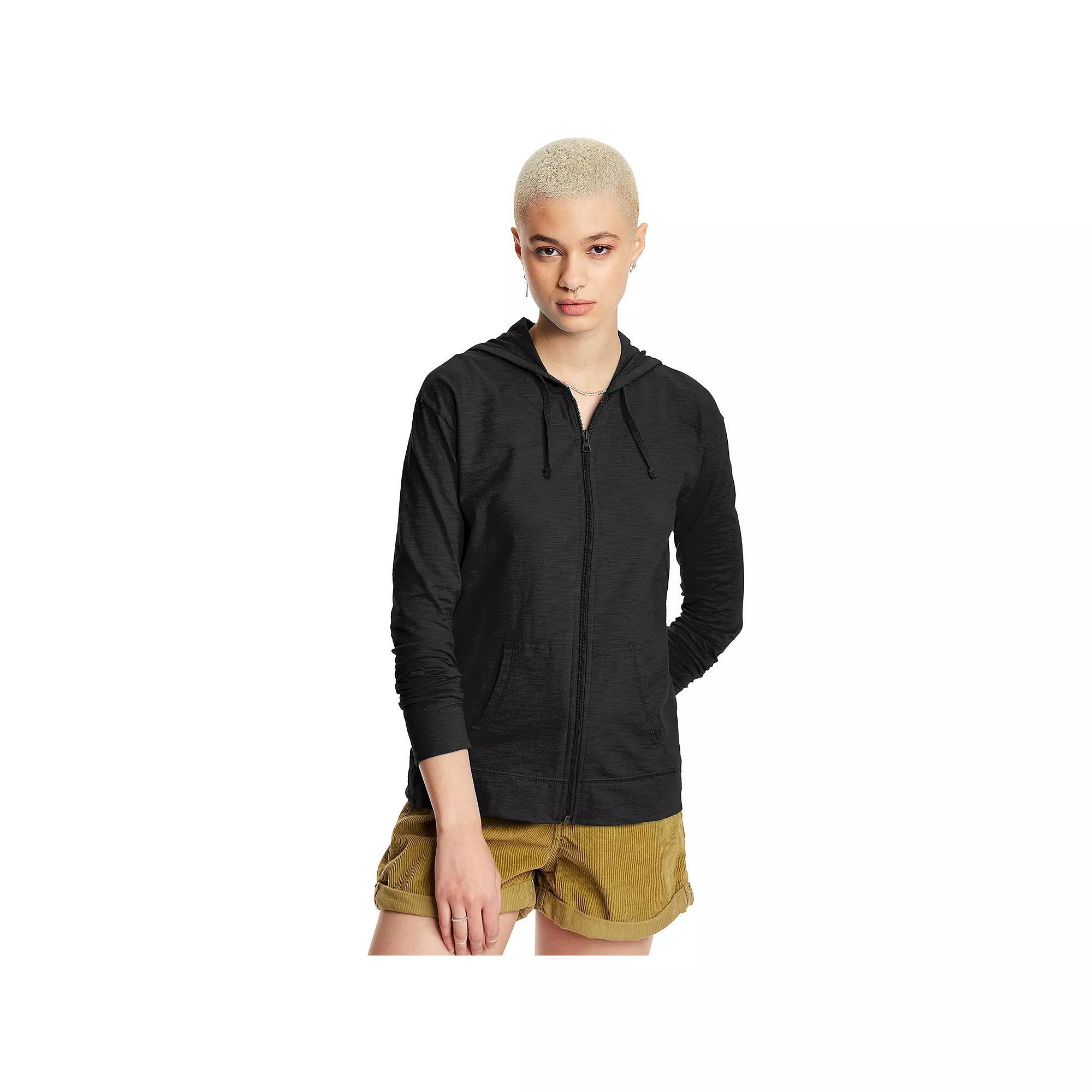 Womens Hanes Slub Jersey Full Zip Hooded Sweatshirt Product Image
