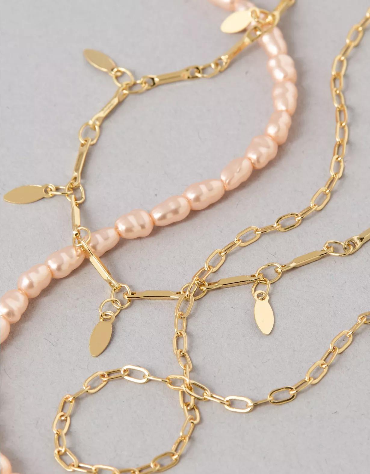 AEO Pink Pearl Anklet 3-Pack Product Image