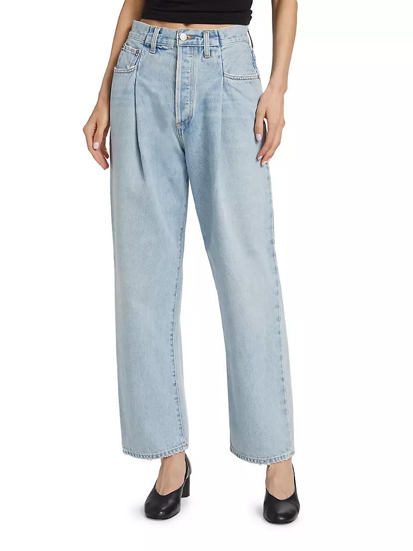 Washed Cotton Denim Straight-Leg Jeans Product Image