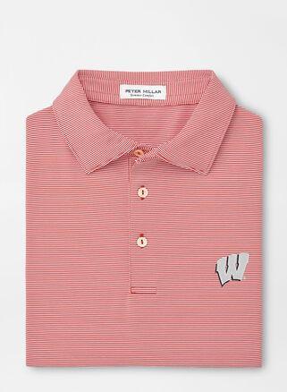 Peter Millar Mens Wisconsin Jubilee Stripe Performance Polo | Color: Red | Size: S Product Image