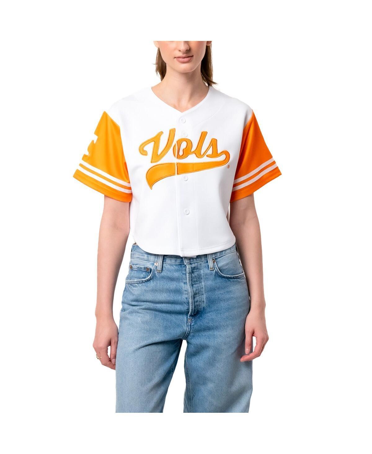 Women's Established & Co. White Tennessee Volunteers Baseball Jersey Cropped T-Shirt, Size: Large Product Image