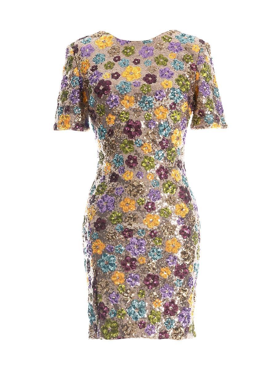 Womens Maddox Floral Sequined Minidress Product Image