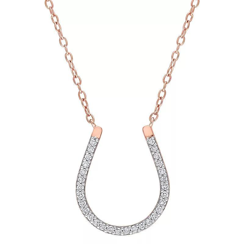 Stella Grace 18k Gold Over Sterling Silver 1/6 Carat T.W. Diamond Horseshoe Pendant Necklace, Women's, Size: 18", 18k Rose Gold Plated Product Image