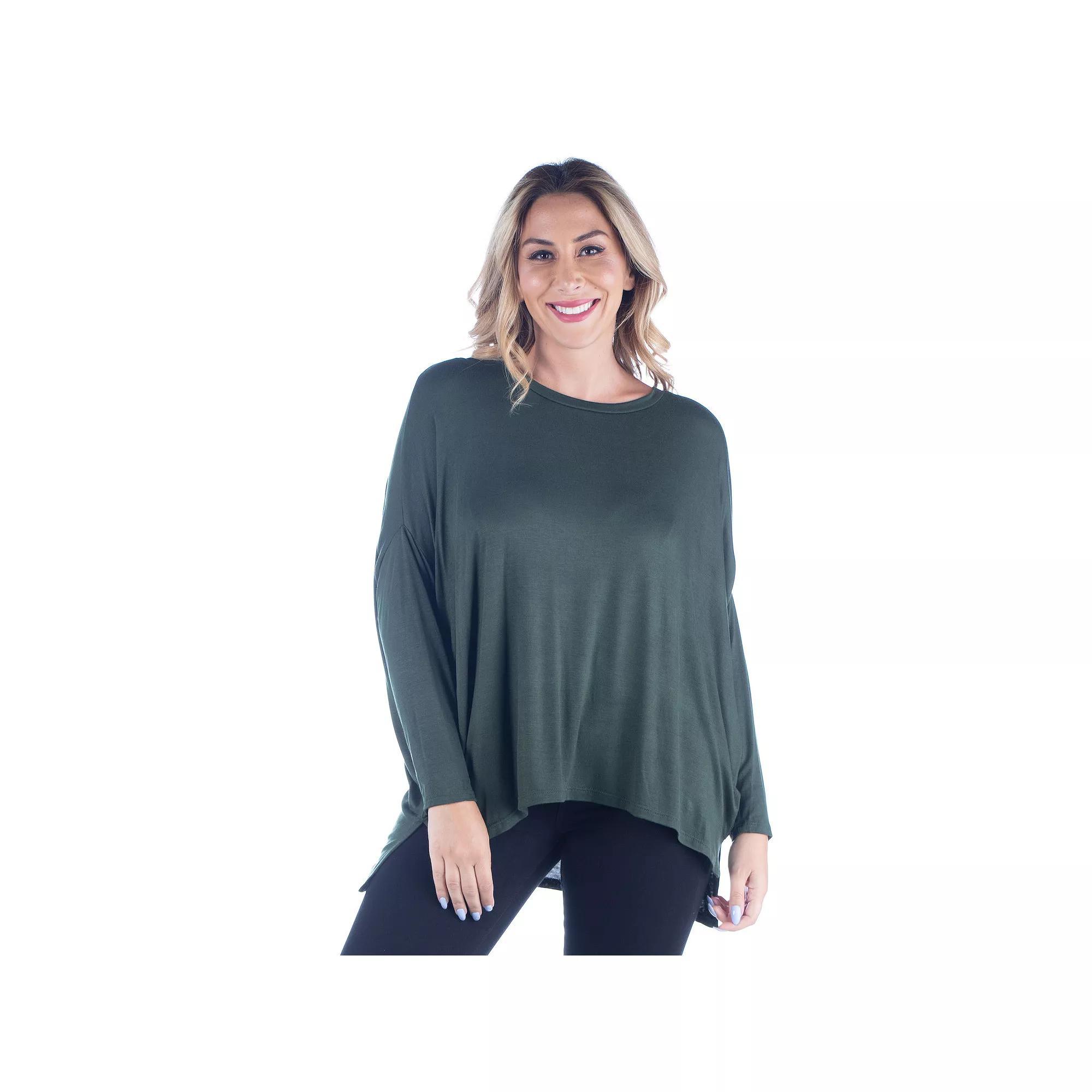 Plus Size 24Seven Comfort Apparel Oversized Long Sleeve Dolman Top, Womens Product Image