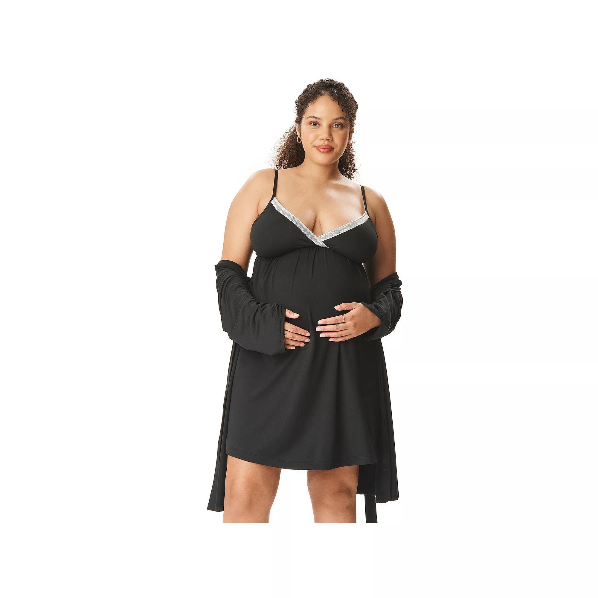 Maternity Motherhood Robe & Chemise Set, Womens Product Image