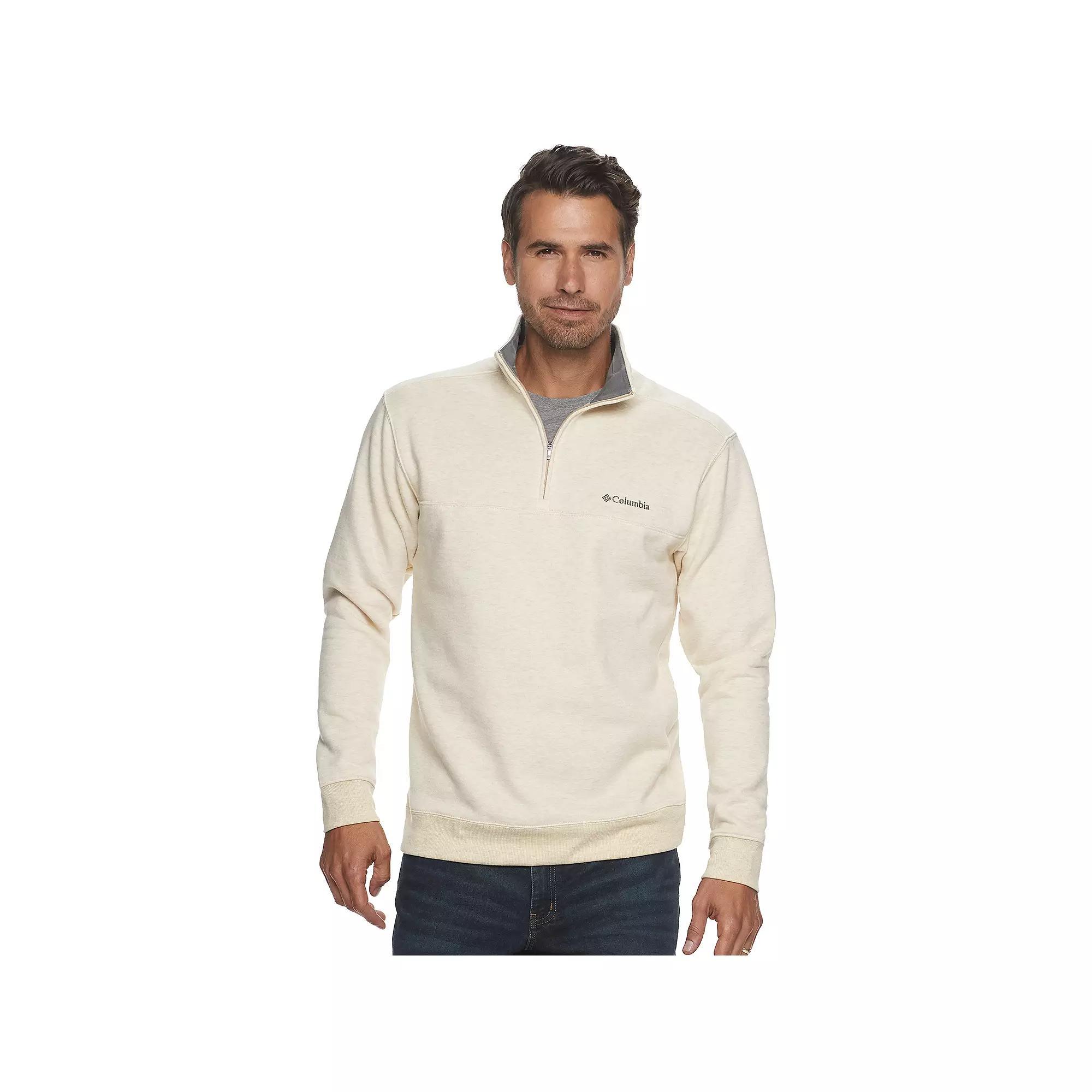 Mens Columbia Hart Mountain II Quarter-Zip Pullover Oatmeal Grey Product Image
