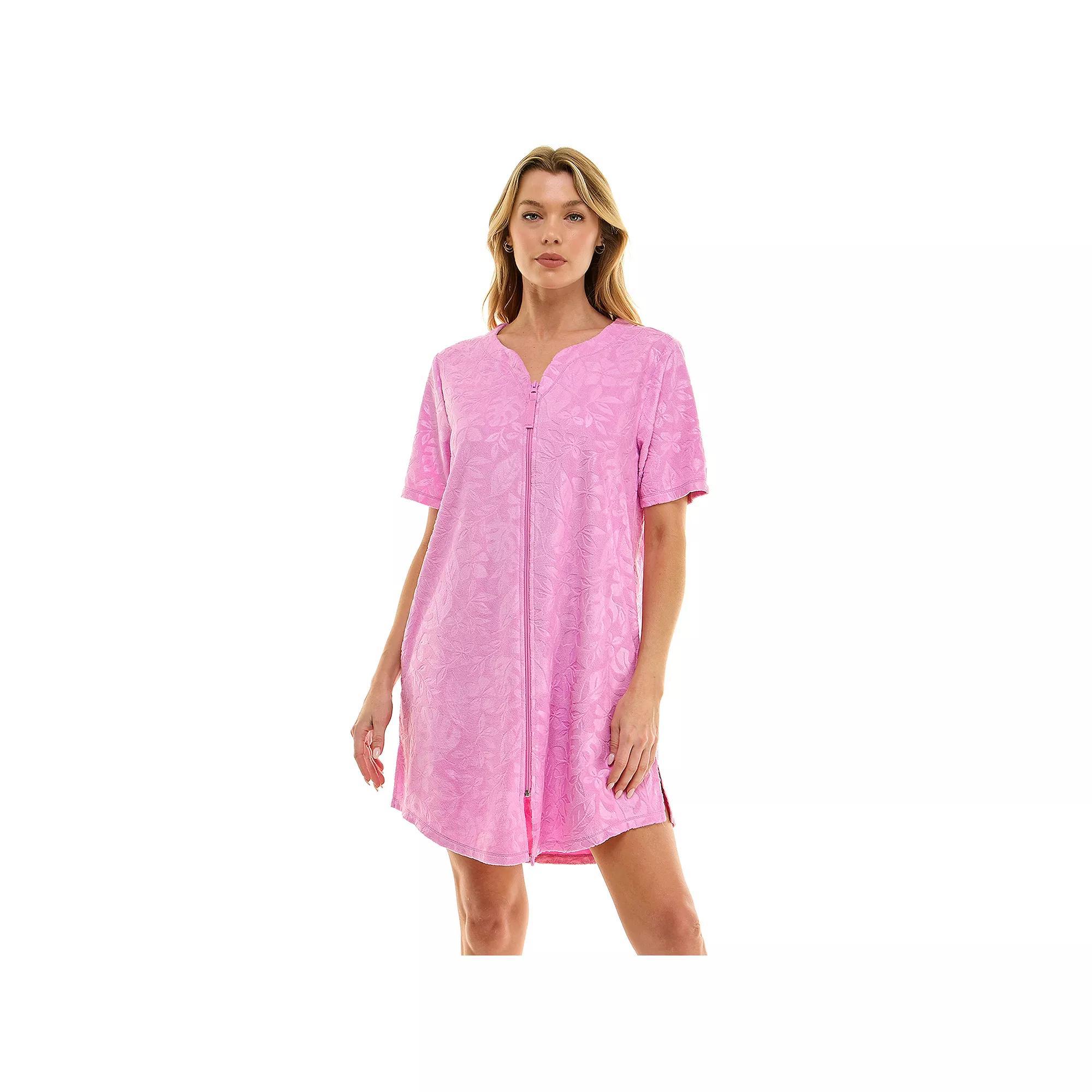 Womens Croft & Barrow Embossed Honey Knit Terry Zip Robe Product Image