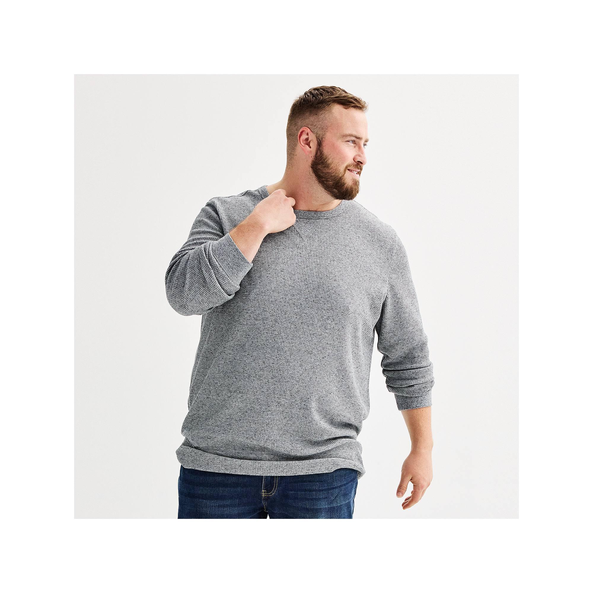 Big & Tall Sonoma Goods For Life® Essential Thermal Long Sleeve Tee, Men's, Size: Medium Tall, Light Grey Grey Product Image