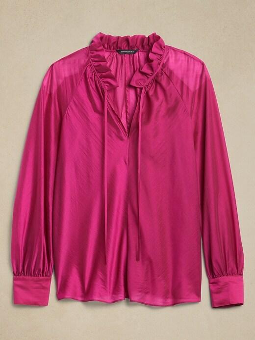 Ruffle-Neck Blouse Product Image