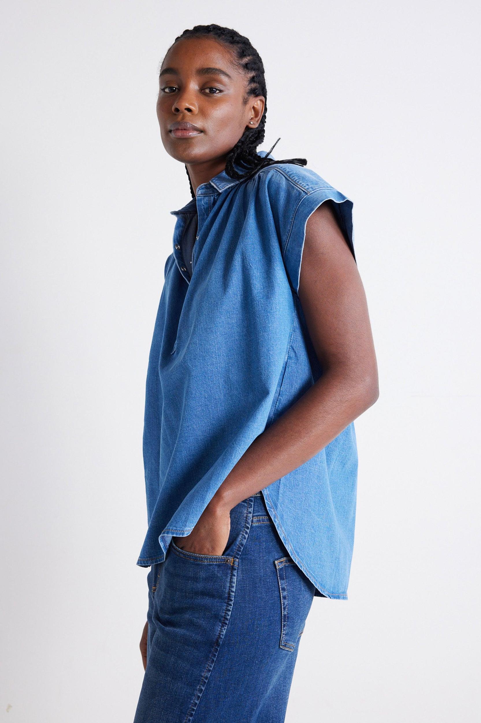 The Nonchalant Oversized Denim Blouse Product Image