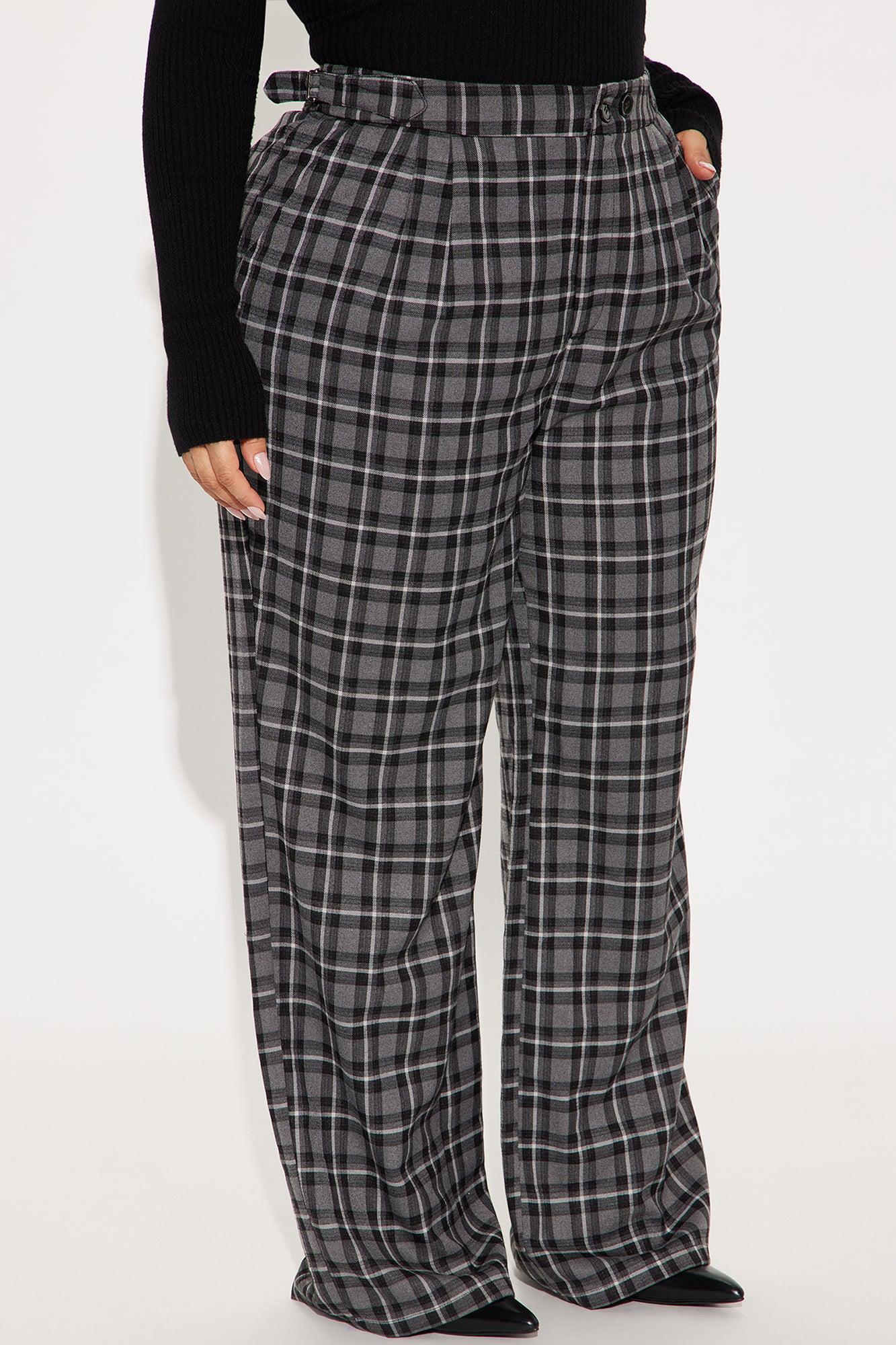 Amy Plaid Wide Leg Trouser - Black/combo Product Image