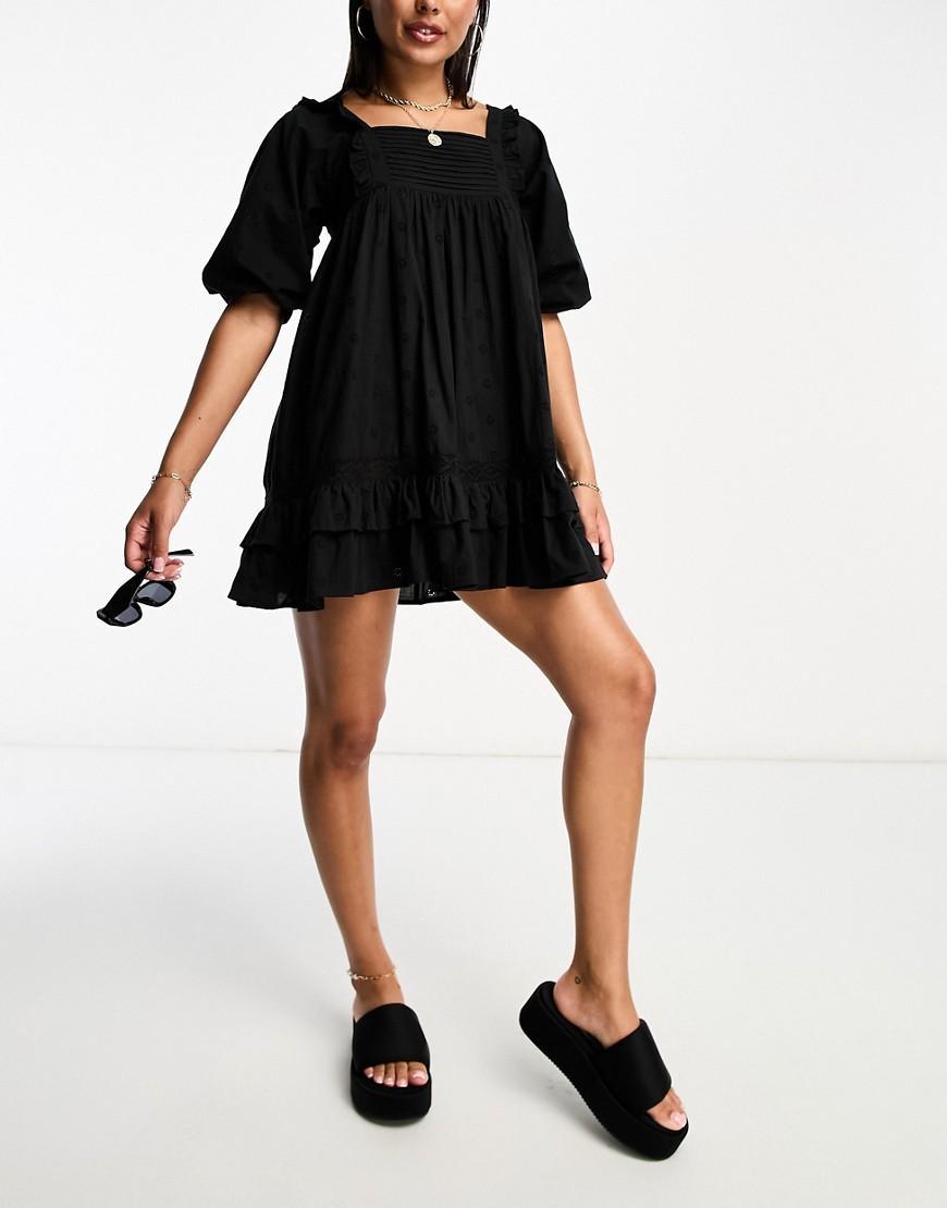 Iisla & Bird beach pin tuck volume eyelet mini beach summer dress Product Image