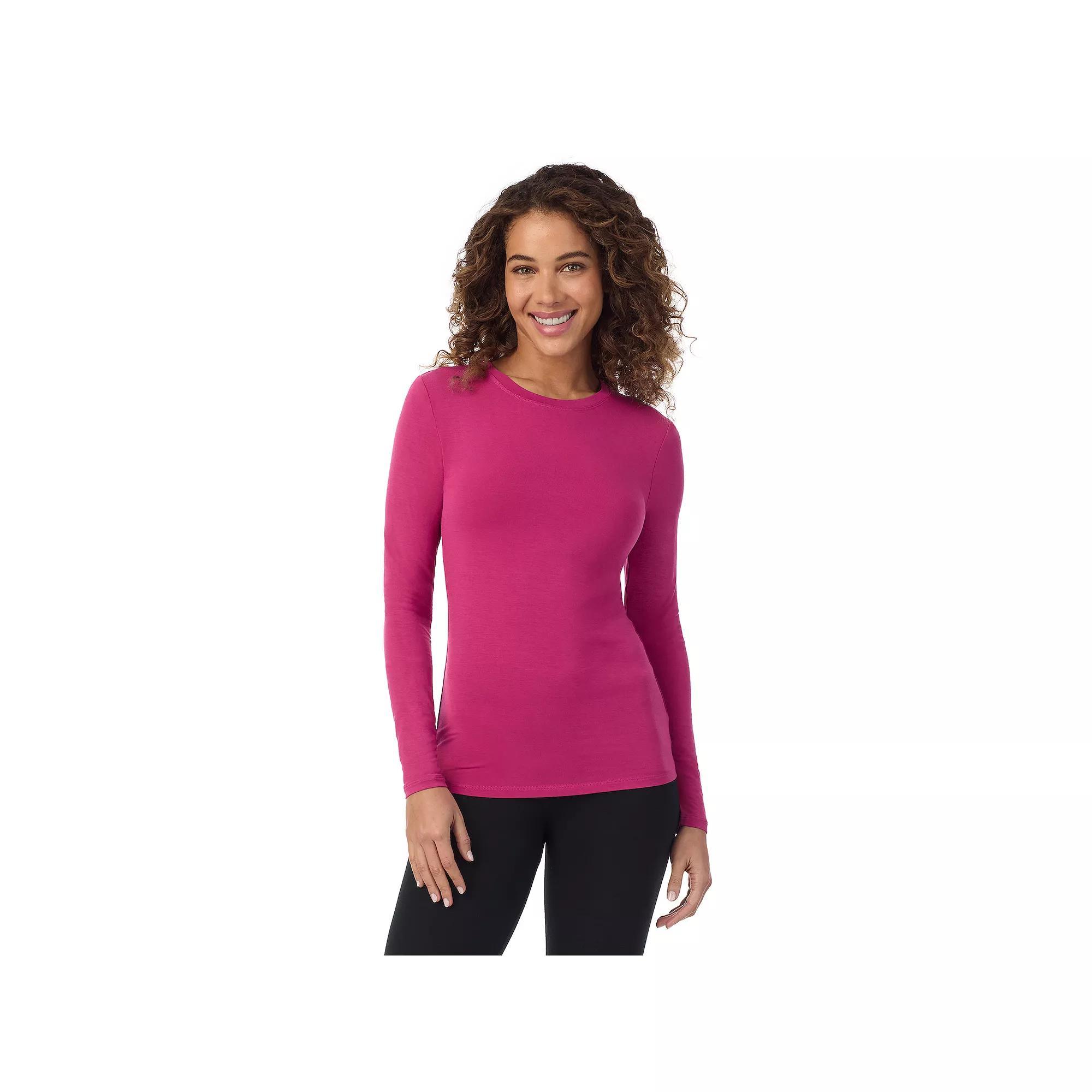 Women's Cuddl Duds® Softwear with Stretch Long Sleeve Top, Size: Medium, Ivory Houndsto Product Image