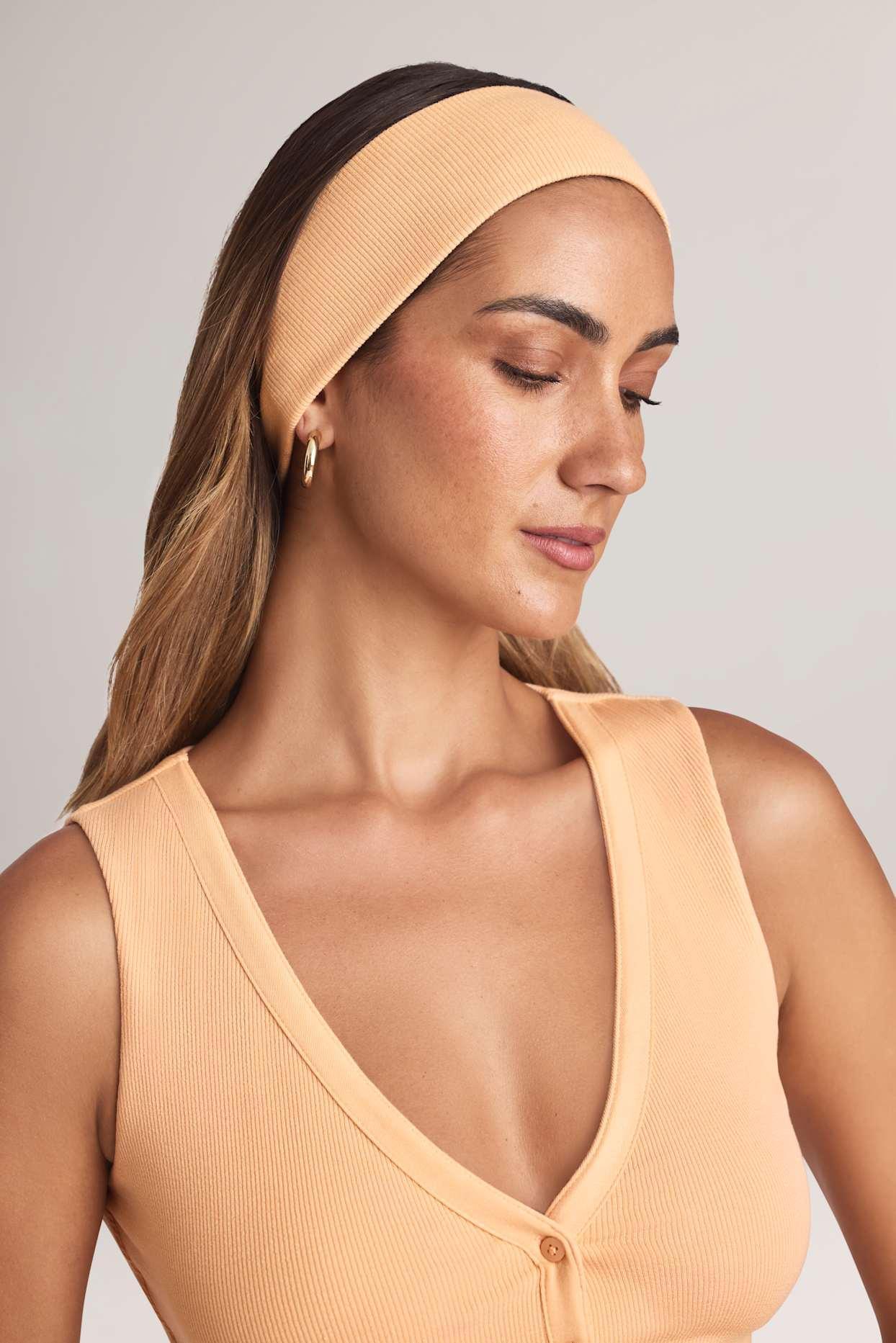 Modal Ribbed Headband in Peach Product Image