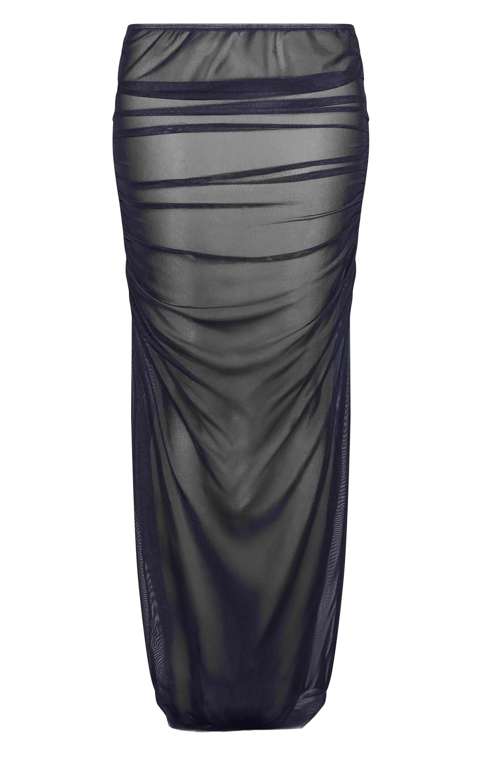 Navy Mesh Maxi Beach Skirt Product Image