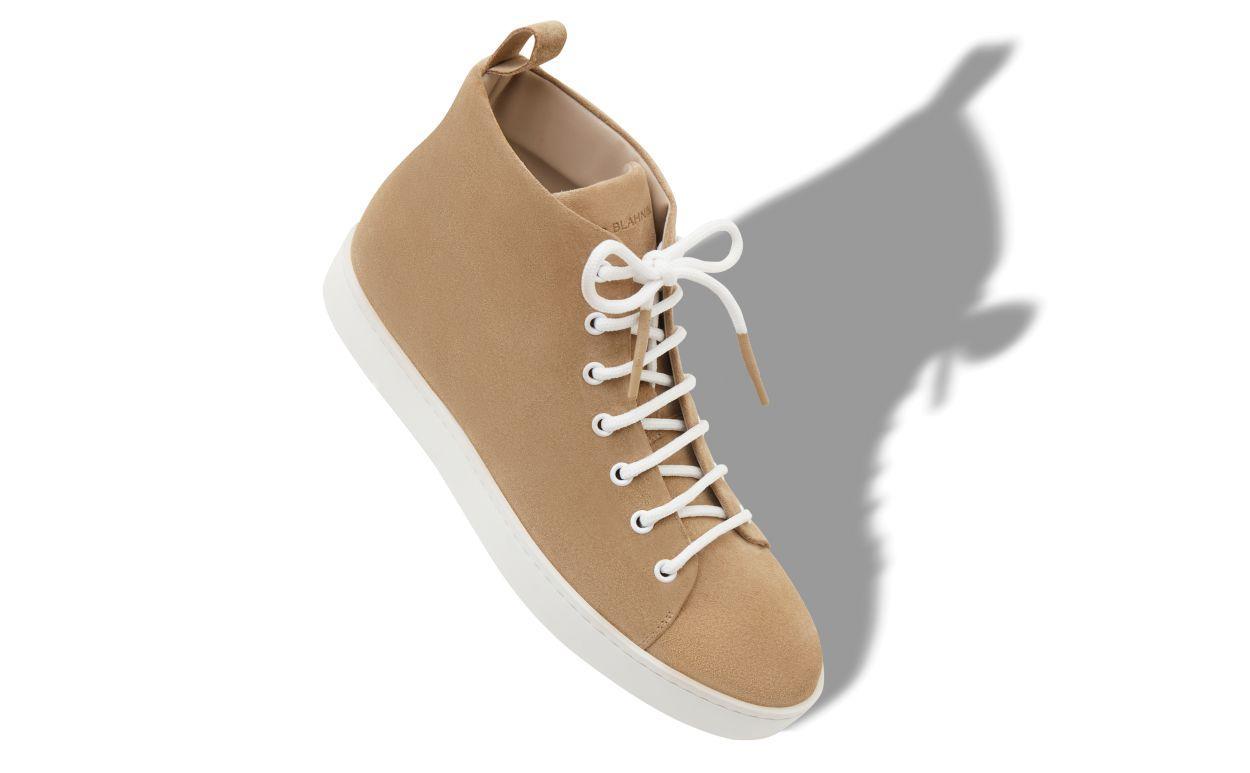 SEMANADOHI Light Brown Suede Lace Up Sneakers Product Image