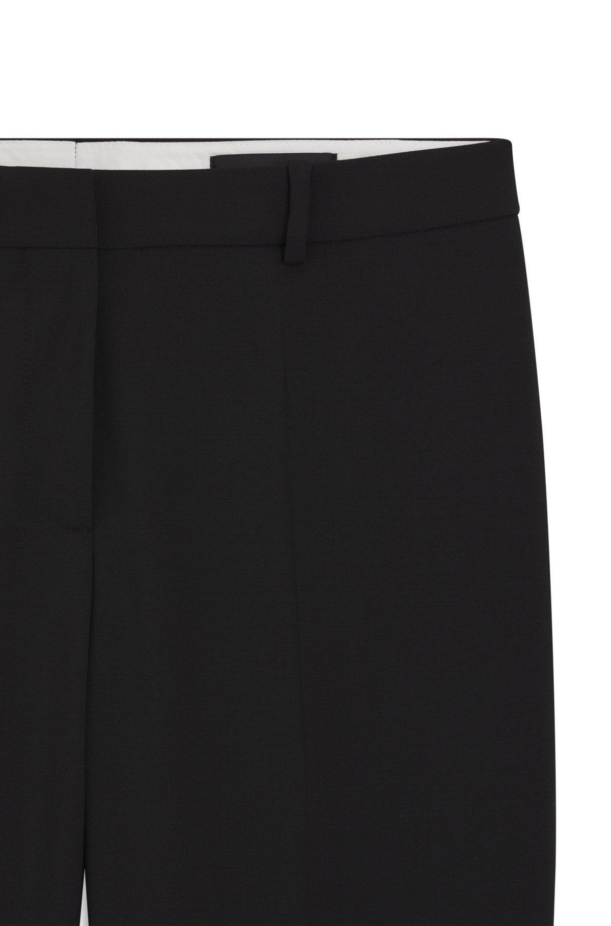 BOSS - Regular-fit tapered-leg pants in checkered virgin wool - Black Product Image