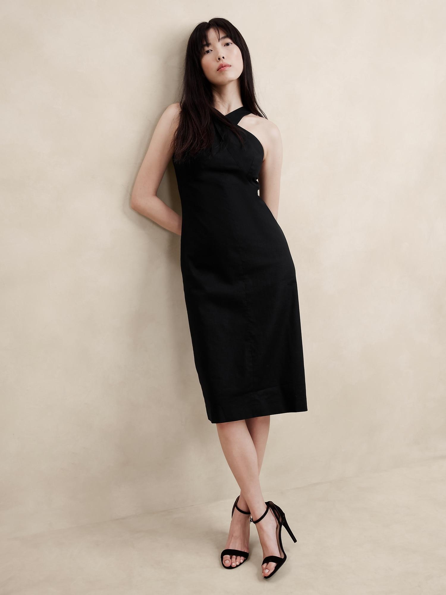 Linen-Blend Midi Dress Product Image