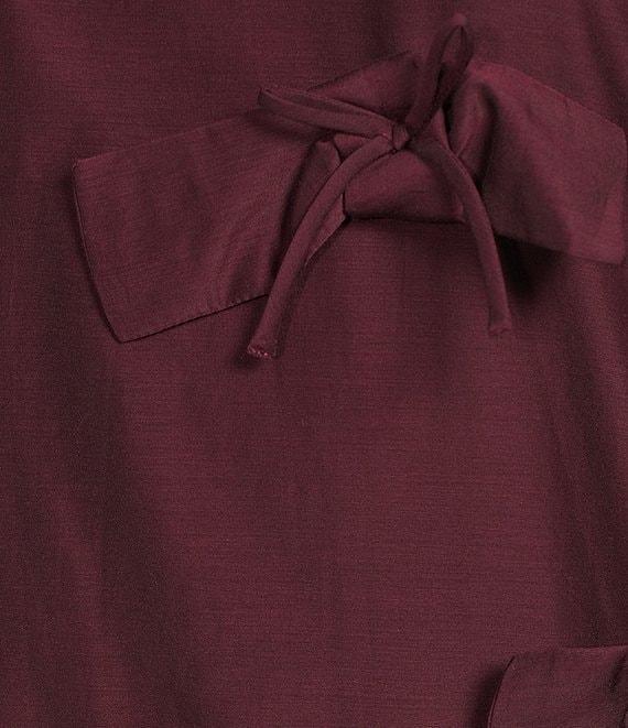 Marella Gancio Cotton Silk Voile Round Neck Sleeveless Bow Applique Mini Dress Product Image