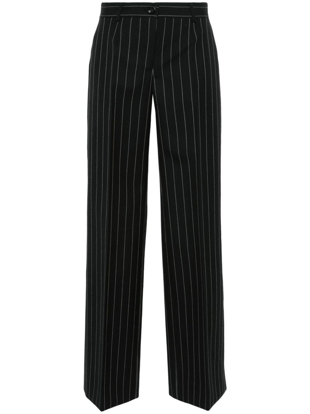 DOLCE & GABBANA Pinstriped Straight-leg Trousers In Black Product Image
