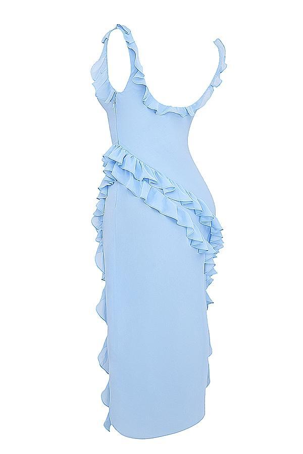 Ariela  soft blue ruffle maxi dress Product Image
