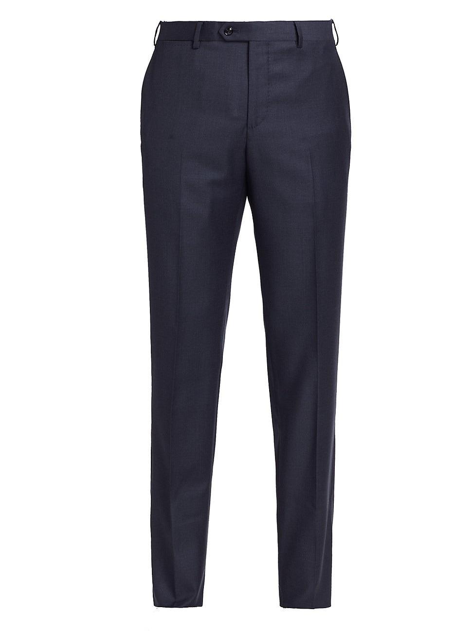 Mens Solid Wool Dress Pants Product Image