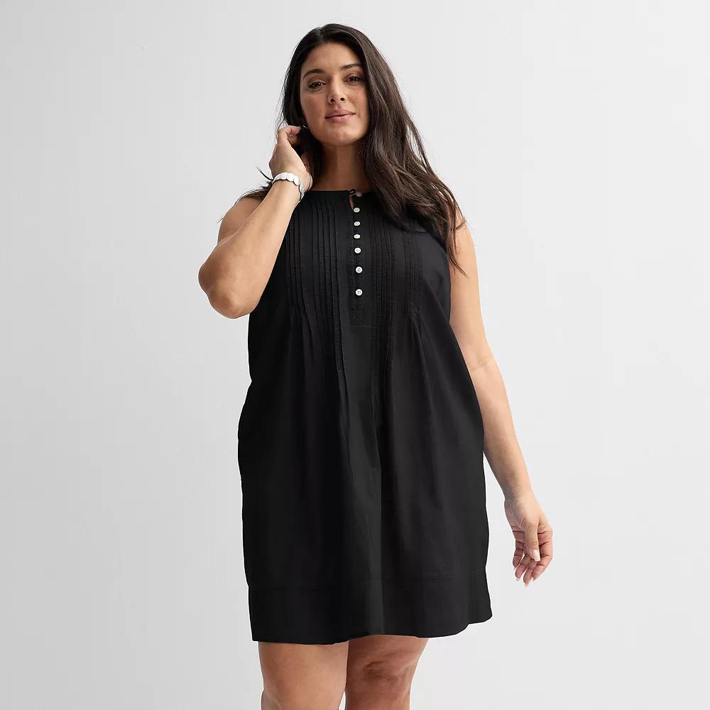 Plus Size Sonoma Goods For Life® Pintuck Dress, Women's, Size: 1XL, Pitch Black Product Image