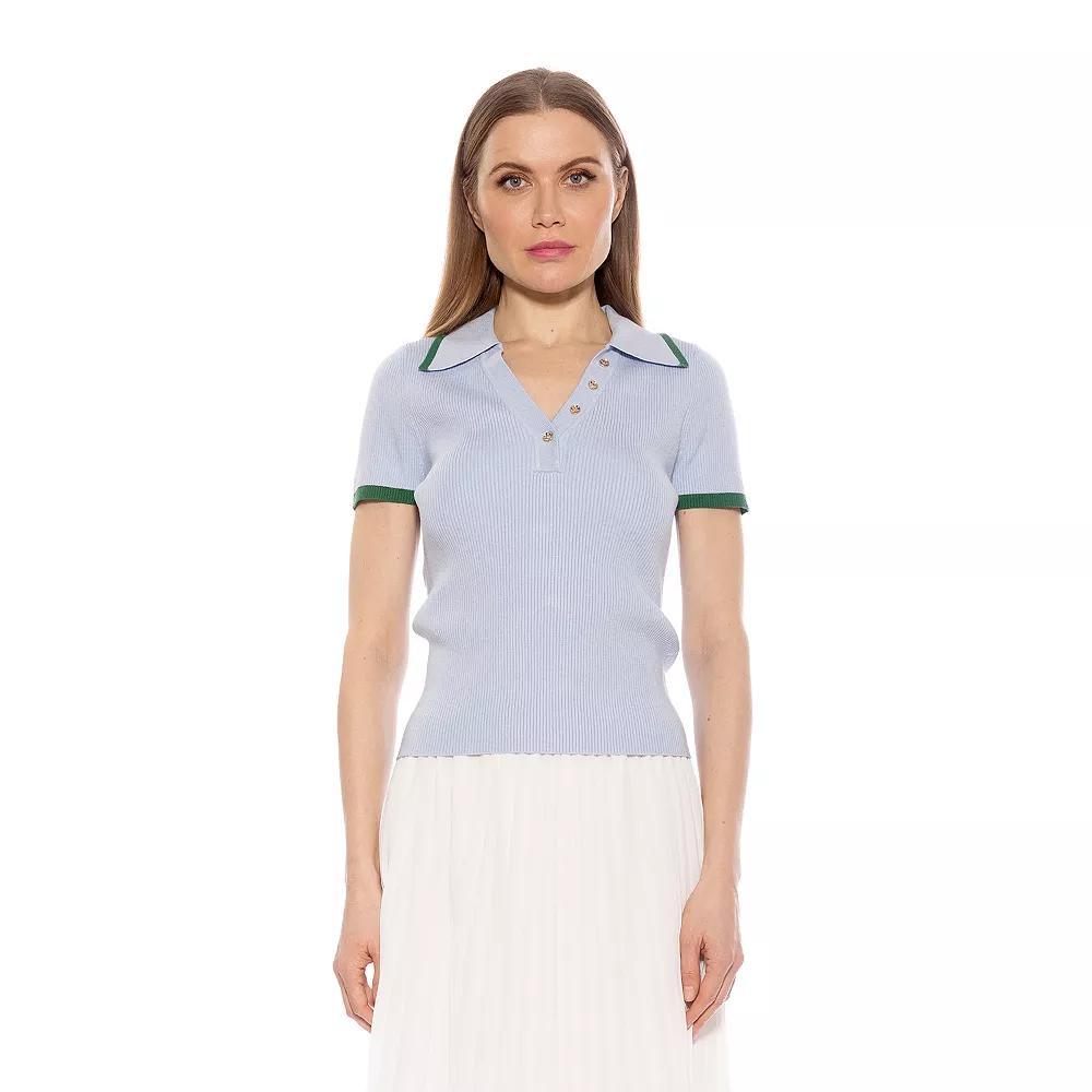 Women's ALEXIA ADMOR Diara Knitted Polo Top, Size: XS, Halogen Blue Product Image
