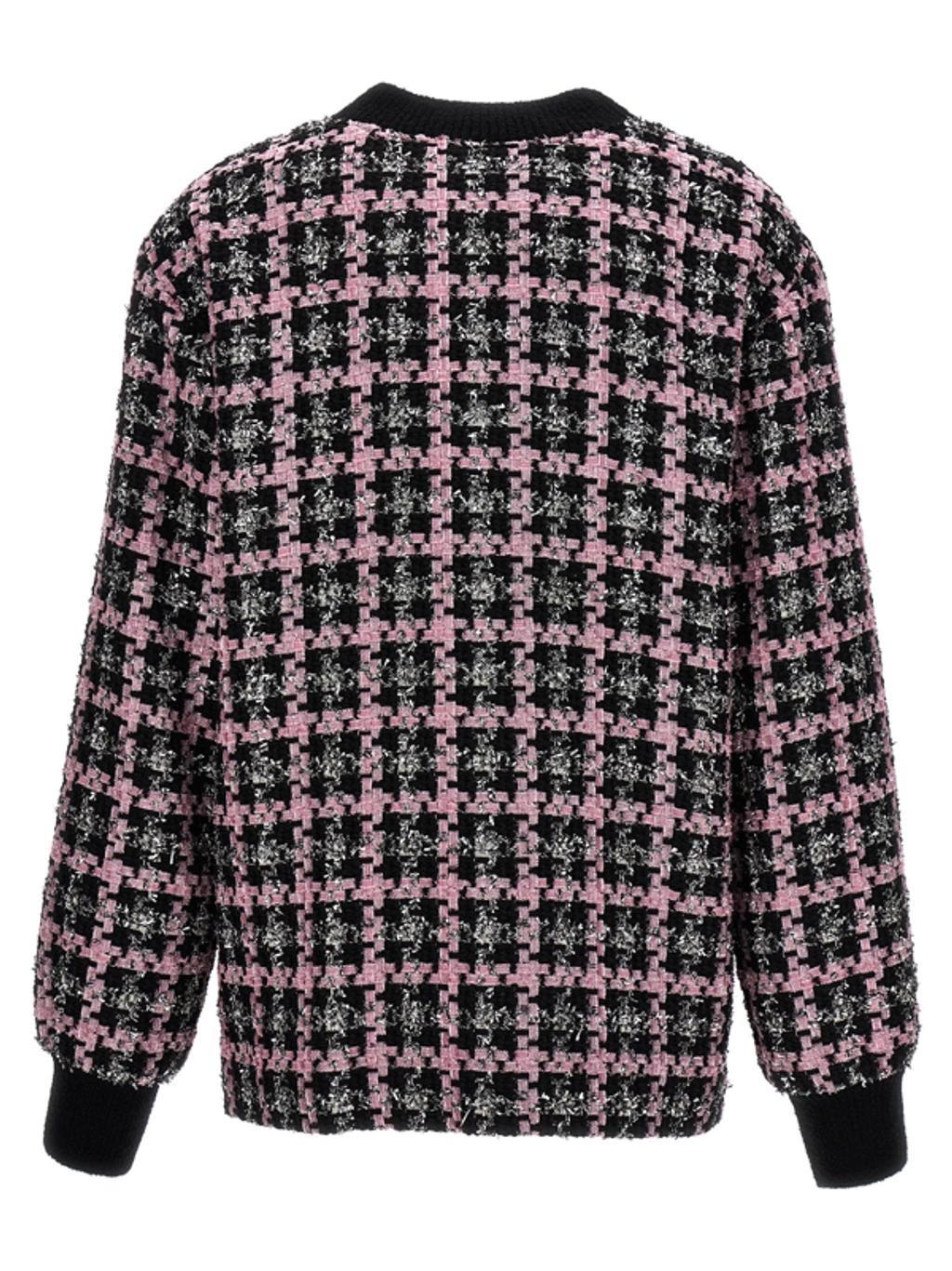 MSGM Tweed Cardigan In Multicolour Product Image