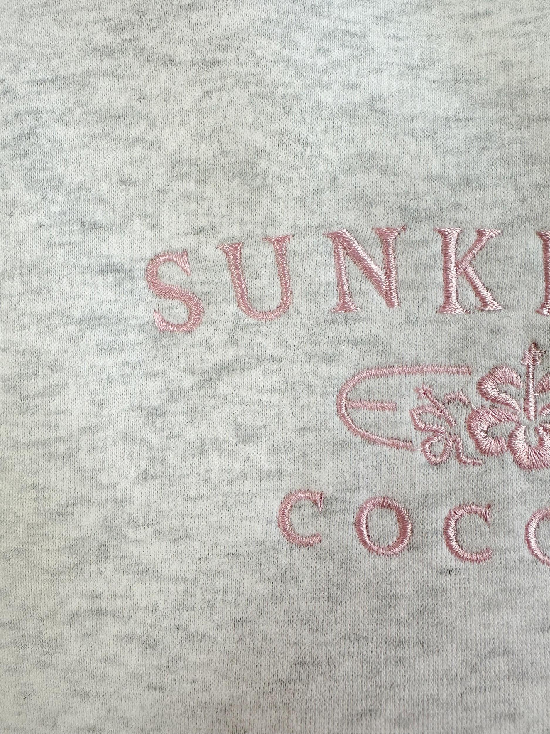 Pearl Grey and Pink Thread Sunkissedcoconut Logo Embroider Sweatshirt Product Image