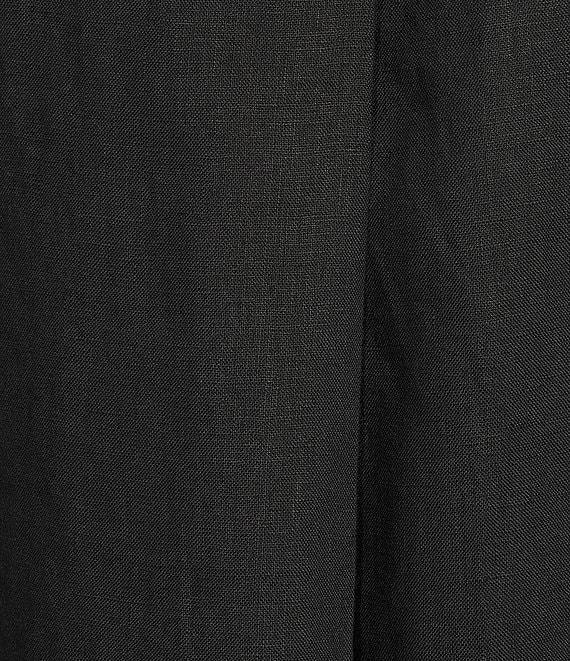Eileen Fisher Petite Size Organic Linen Notch Collar V-Neck Cap Sleeve Shirt Dress Product Image