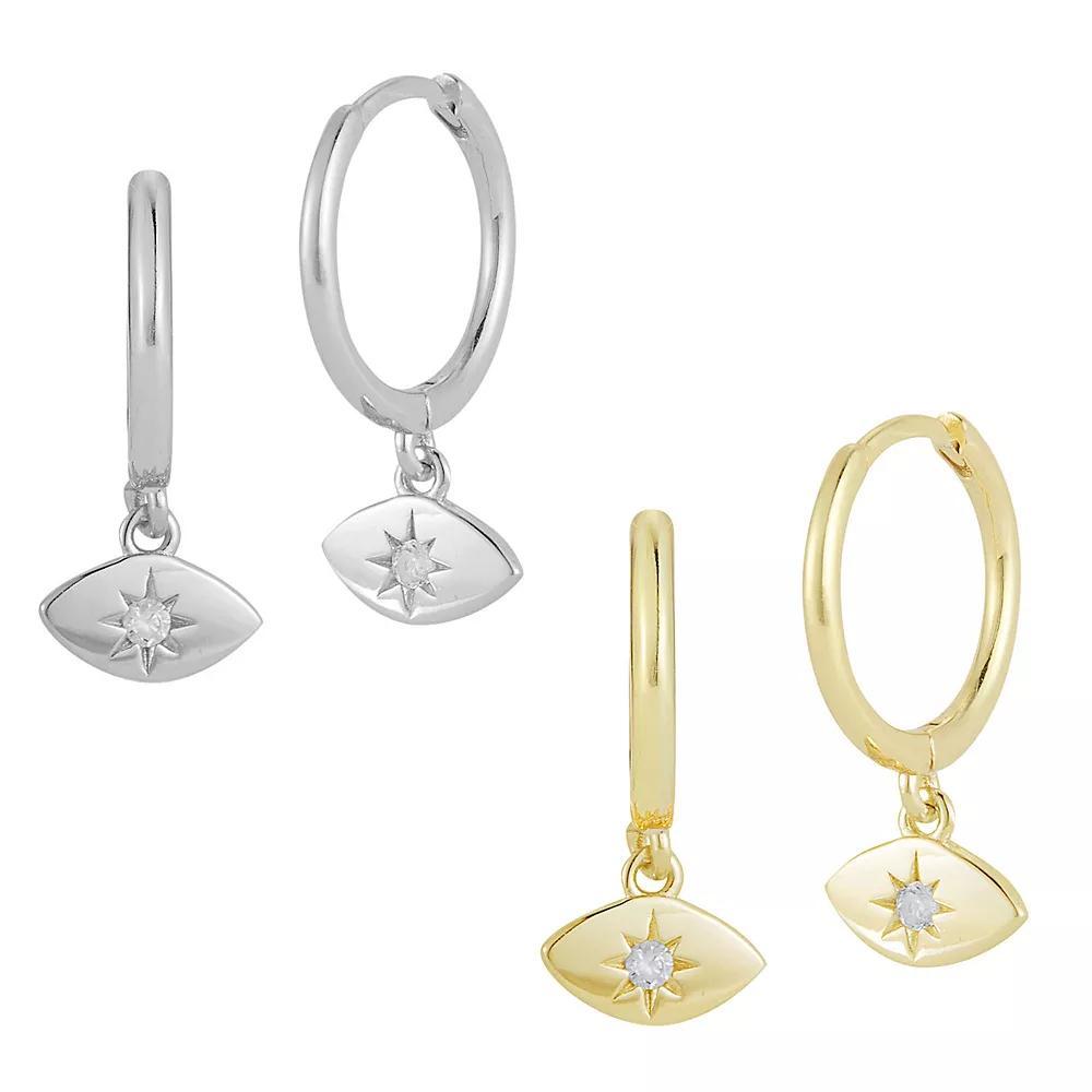 Sunkissed Sterling 14k Gold Over Silver & Sterling Silver Cubic Zirconia Earring Set, Women's, Two Tone Product Image