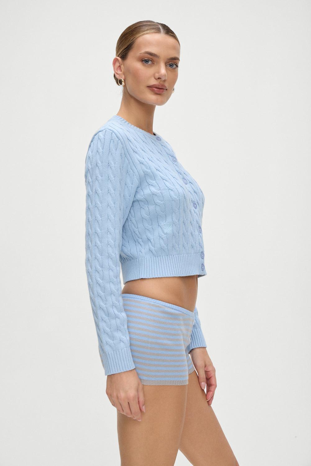 Dudley Cable Knit Cardigan - Dewdrop Product Image