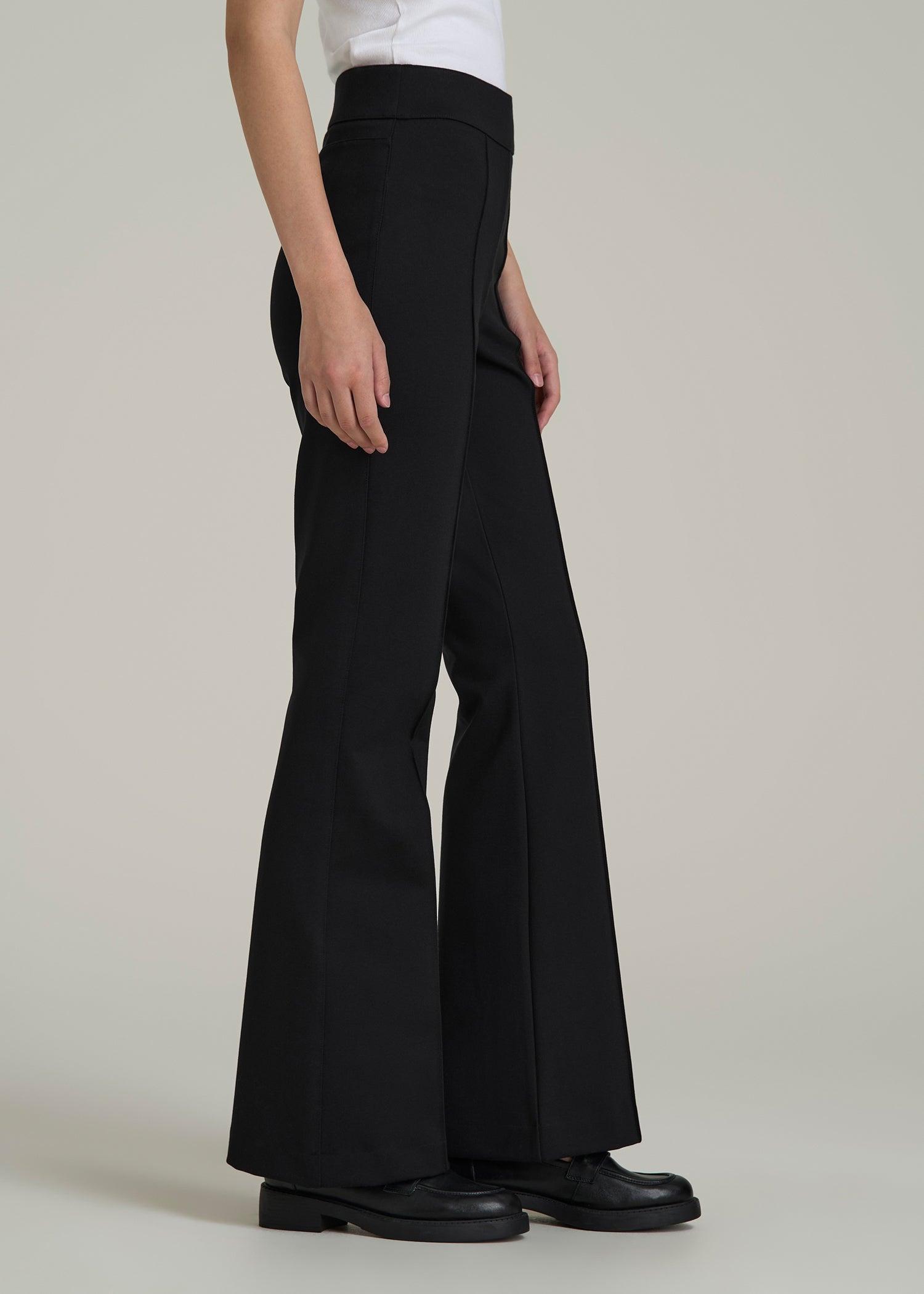 SoftFlex Ponte Pull On Flare Pants for Tall Women in Black Product Image