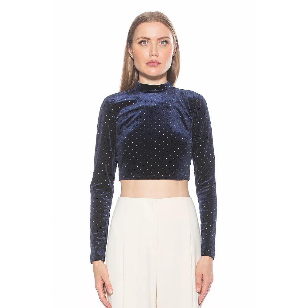 Women's ALEXIA ADMOR Ari Draped Mockneck Long Sleeve Top, Size: Small, Blue Product Image