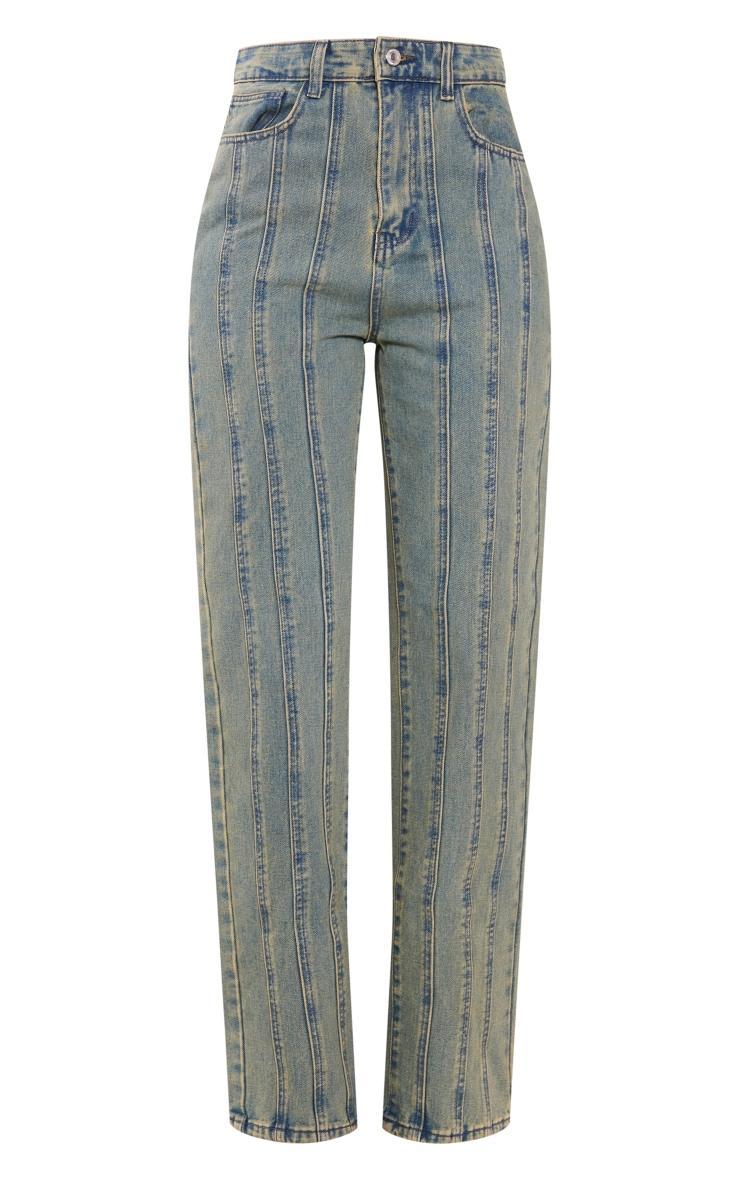 Tall Indigo Vintage Wash High Waist Paneled Seam Detail Jeans Product Image