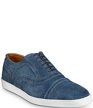 Allen Edmonds Strand Sneak Cap Toe Oxfords (Denim Suede) Men's Shoes Product Image