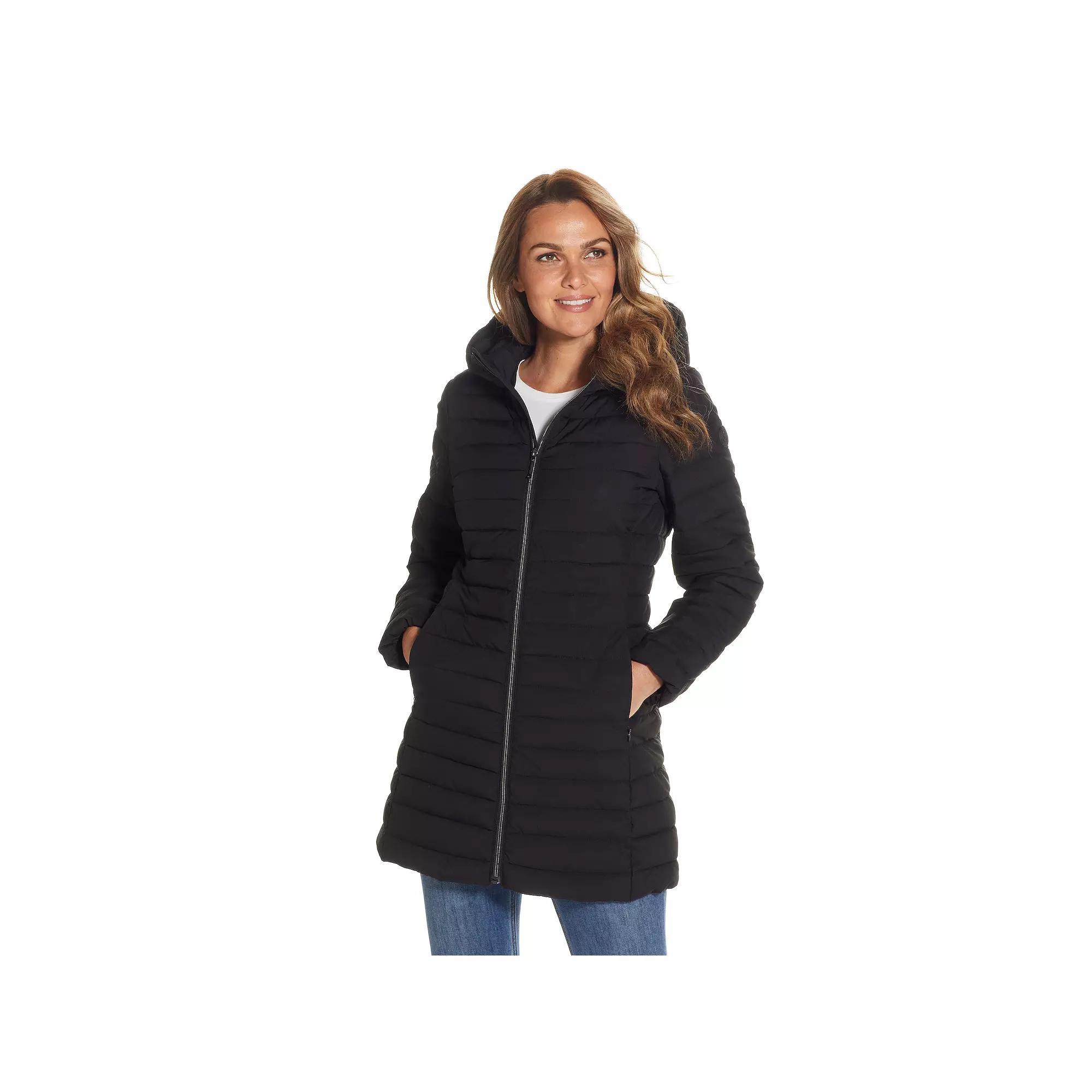 Women's Weathercast Hooded Channel Quilted Puffer Jacket, Size: Small, Merlot Product Image