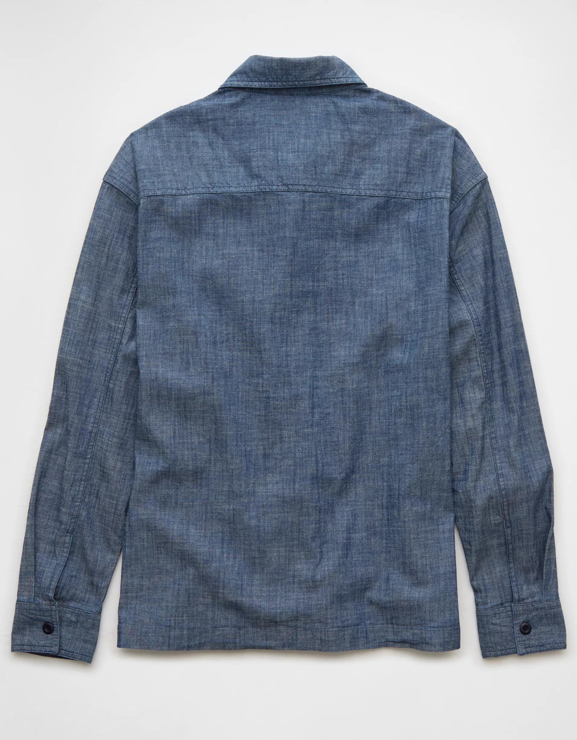 AE Stretch Chambray Long-Sleeve Button-Up Shirt Product Image
