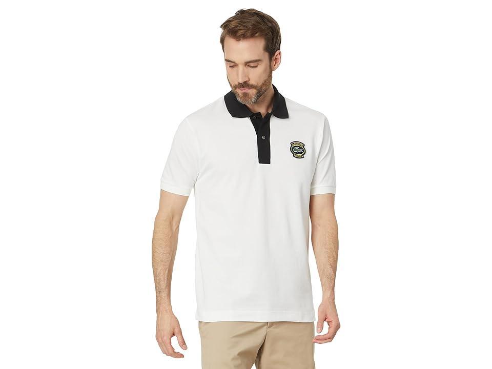 Lacoste Short Sleeve Classic Fit Polo w/ Lacoste Badge (Flour/Black) Men's Short Sleeve Knit Product Image