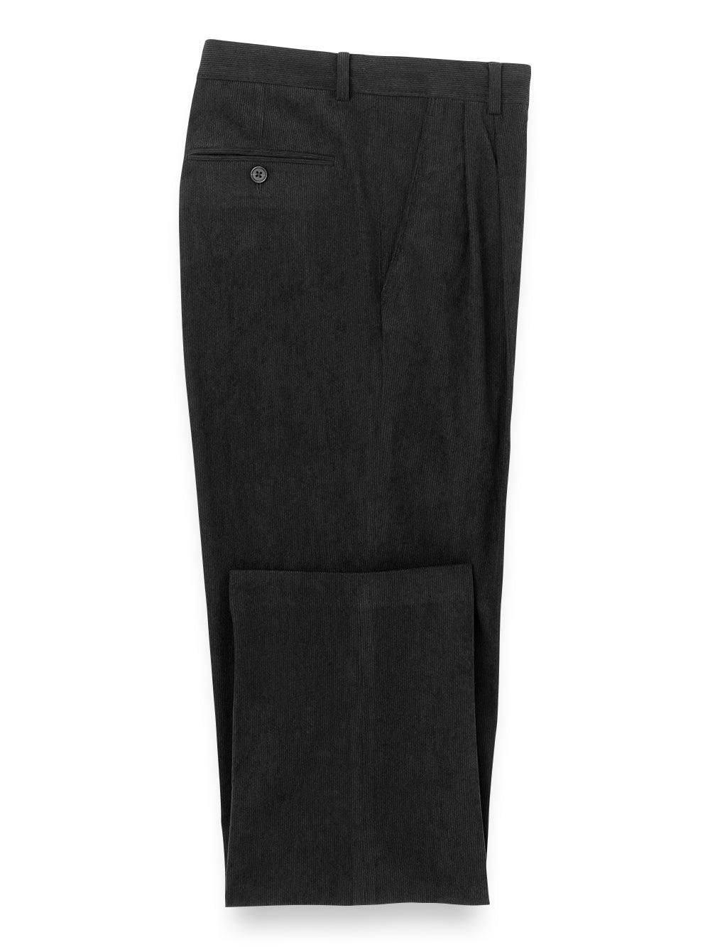 Corduroy Pleated Pants - Black Product Image