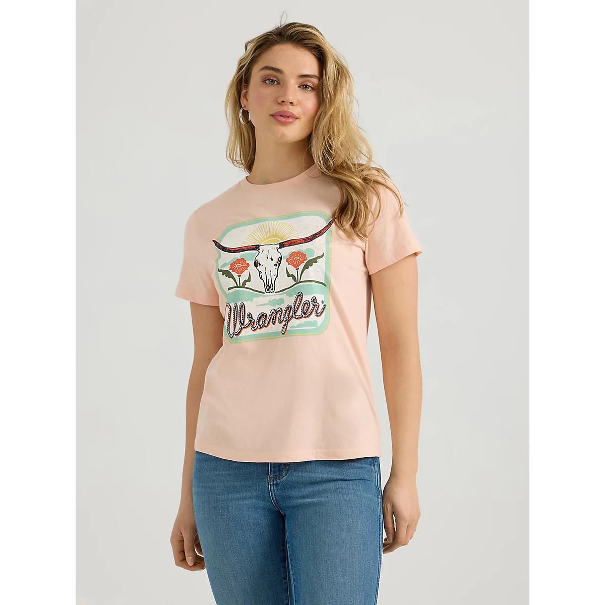 Women's Wrangler Southwestern Graphic Regular Fit Tee in Peach Parfait Product Image