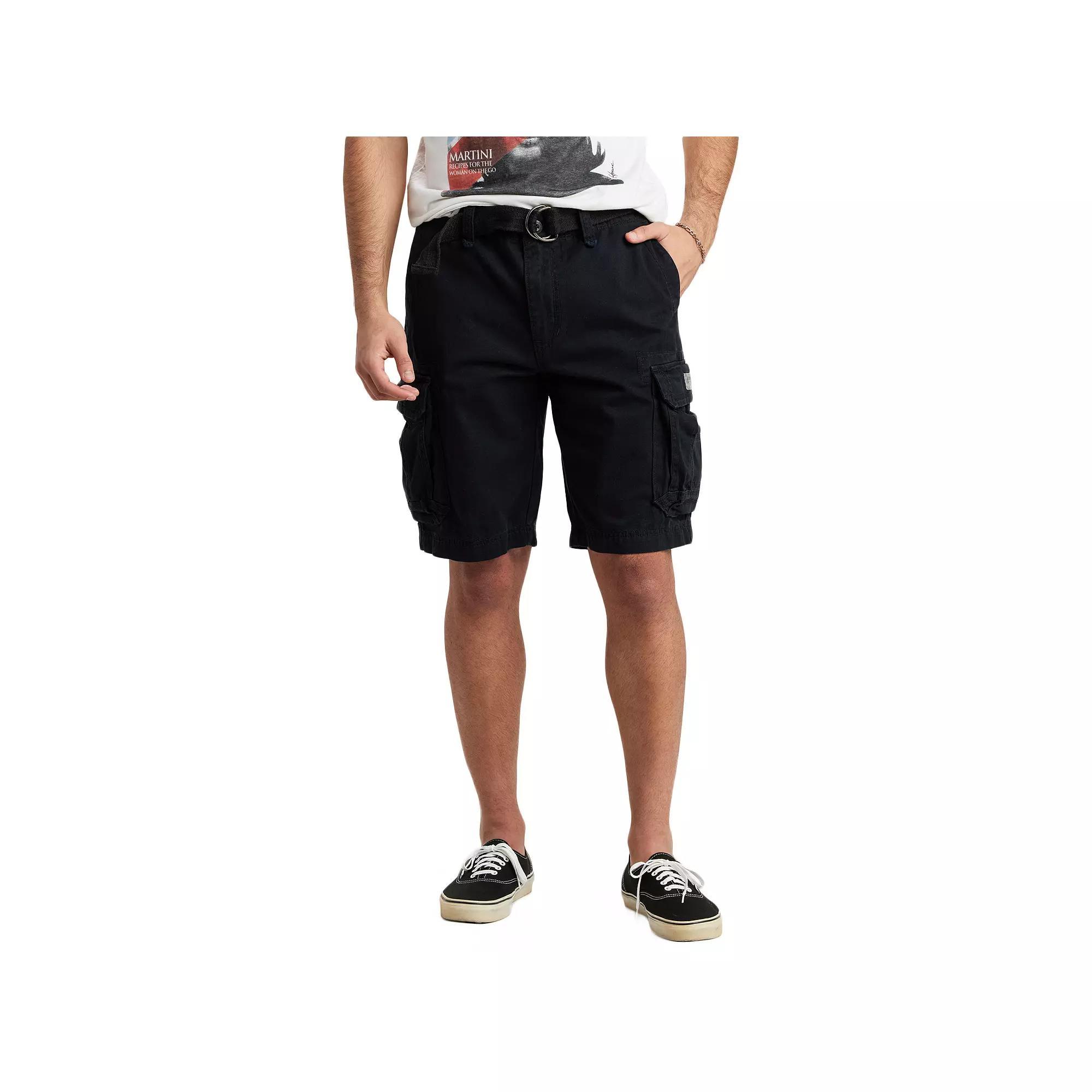 Men's UNIONBAY 11" Survivor Belted Cargo Shorts, Size: 38, Black Product Image