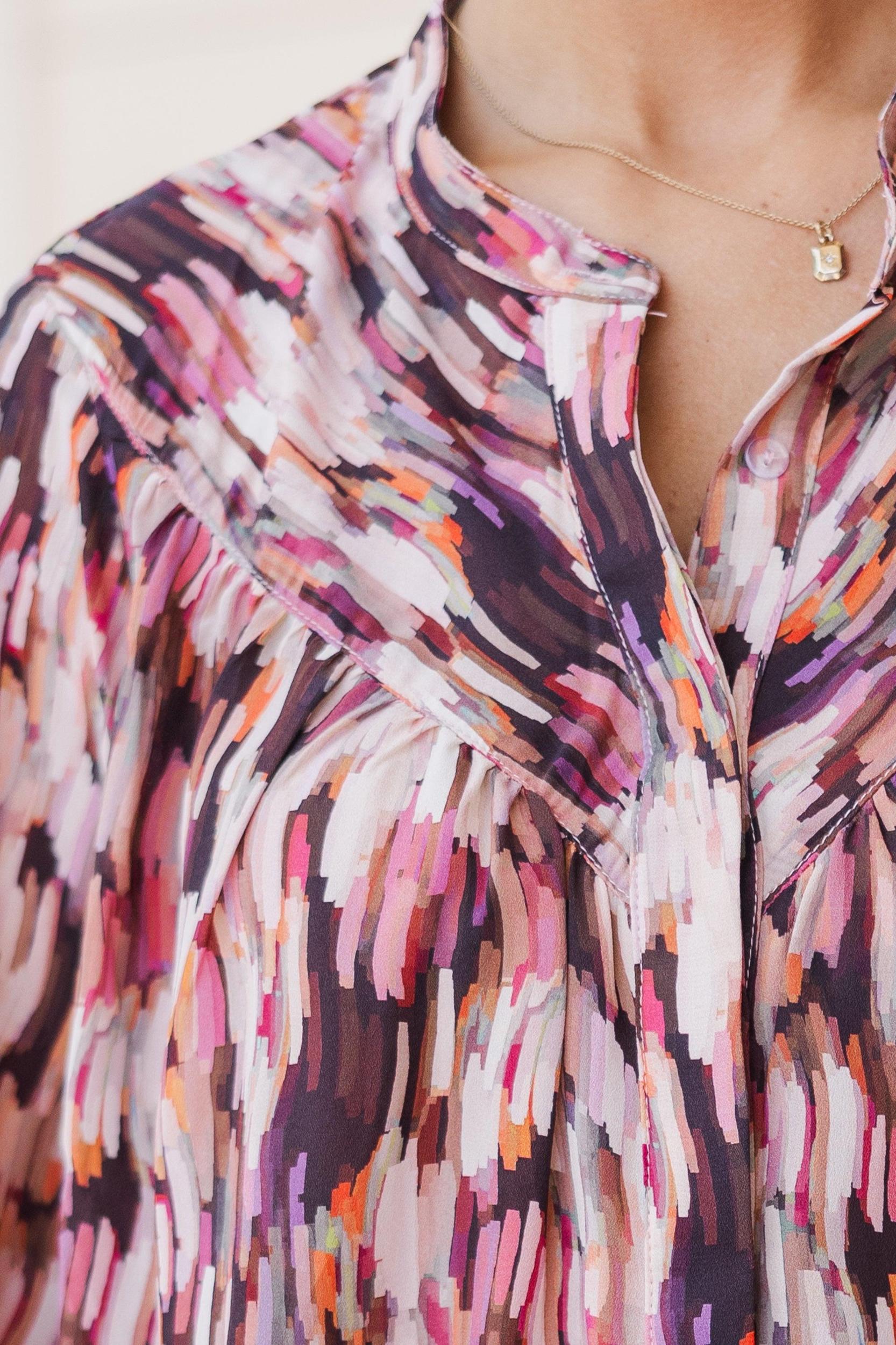 Keep It Going Pink Abstract Blouse Female Product Image