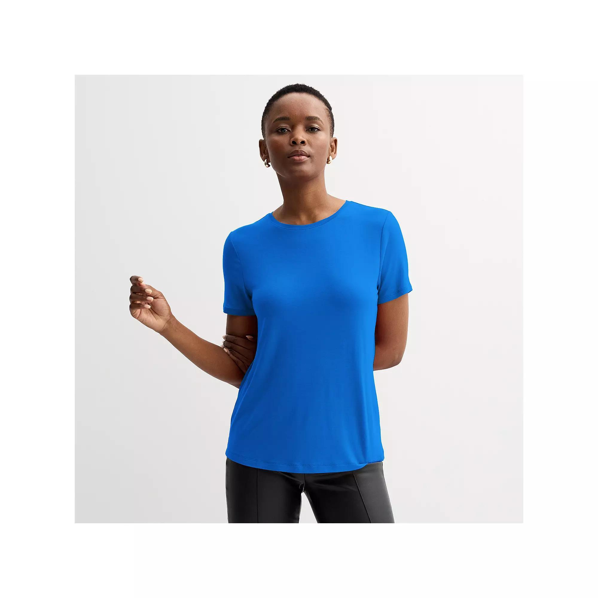 Women's Nine West Essential Crewneck Tee, Size: Large, Tiki Green Product Image