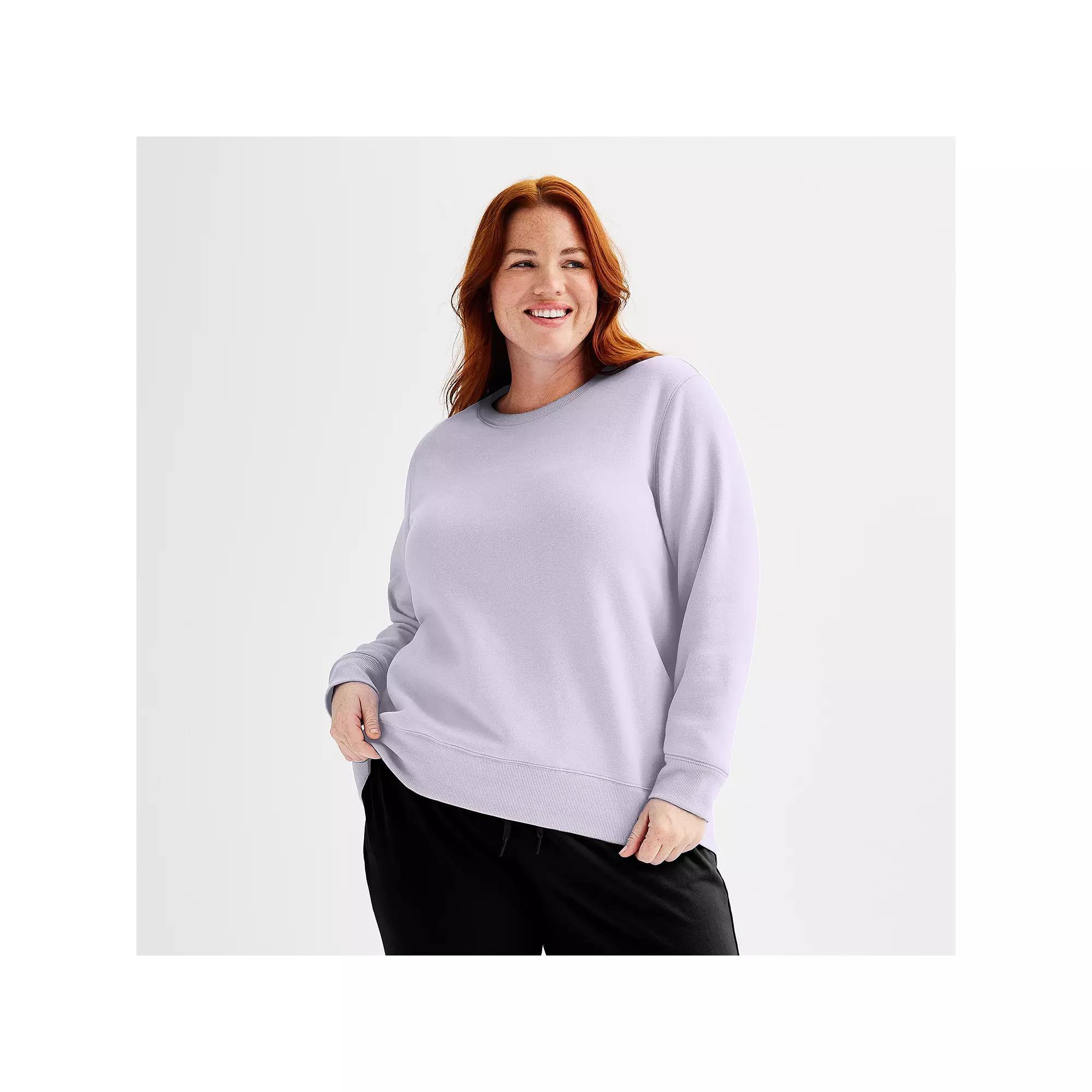 Plus Size Tek Gear Ultrasoft Fleece Crewneck Sweatshirt, Womens Bella Purple Product Image