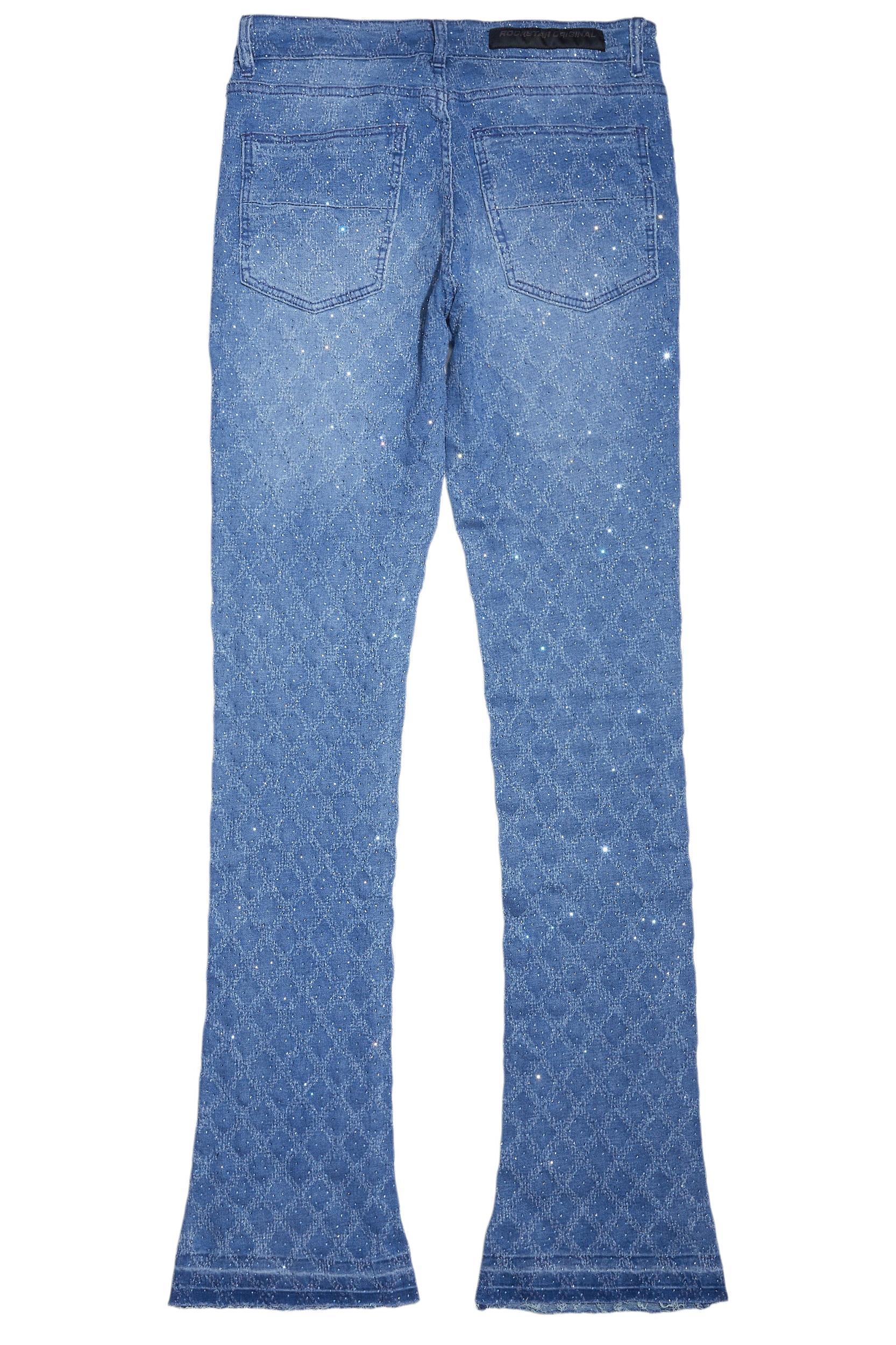 Glit Royal Blue Rhinestone Stacked Flare Jean Male Product Image