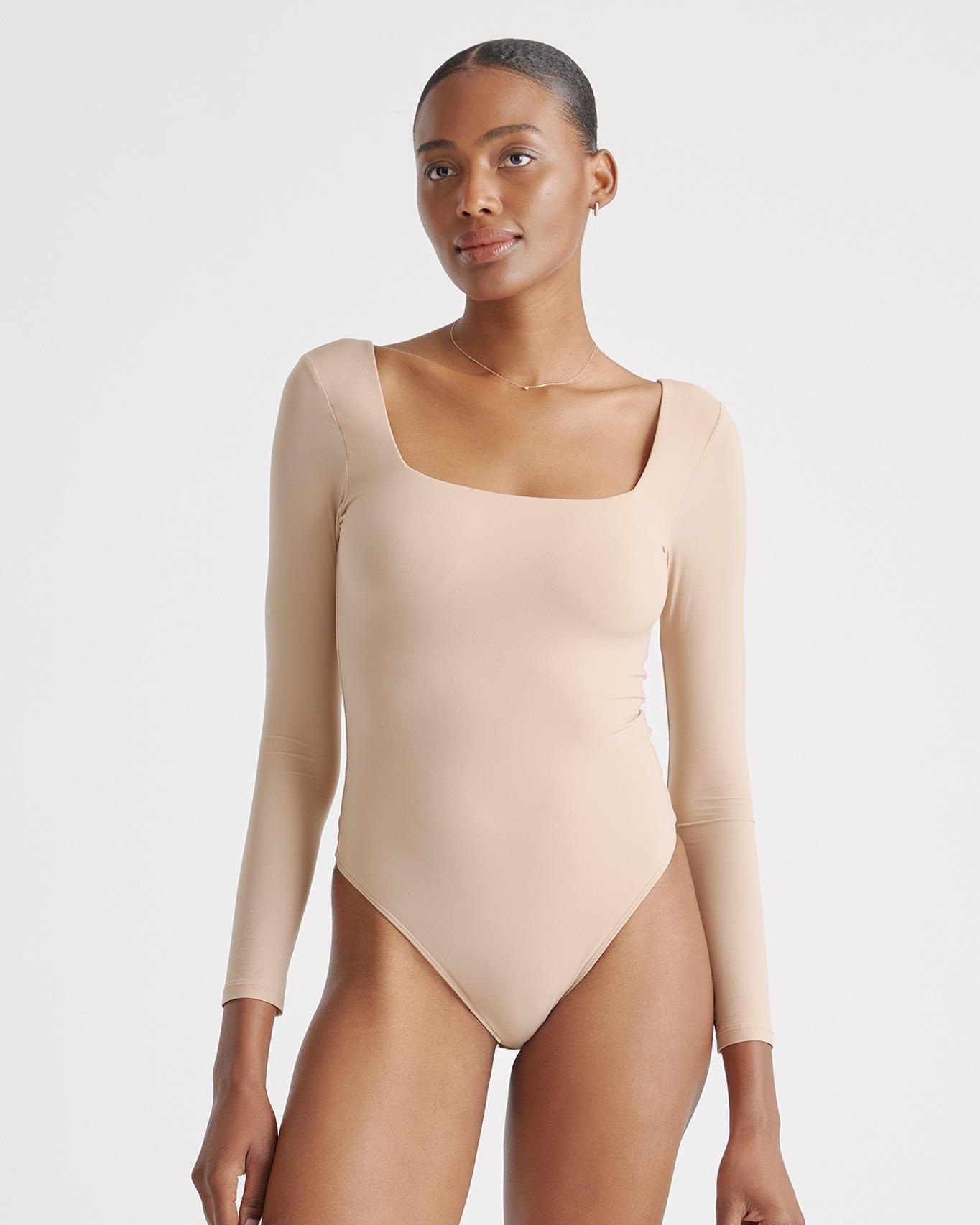 Quince | Women's Second Skin Square Neck Long Sleeve Bodysuit Nylon/Spandex Product Image